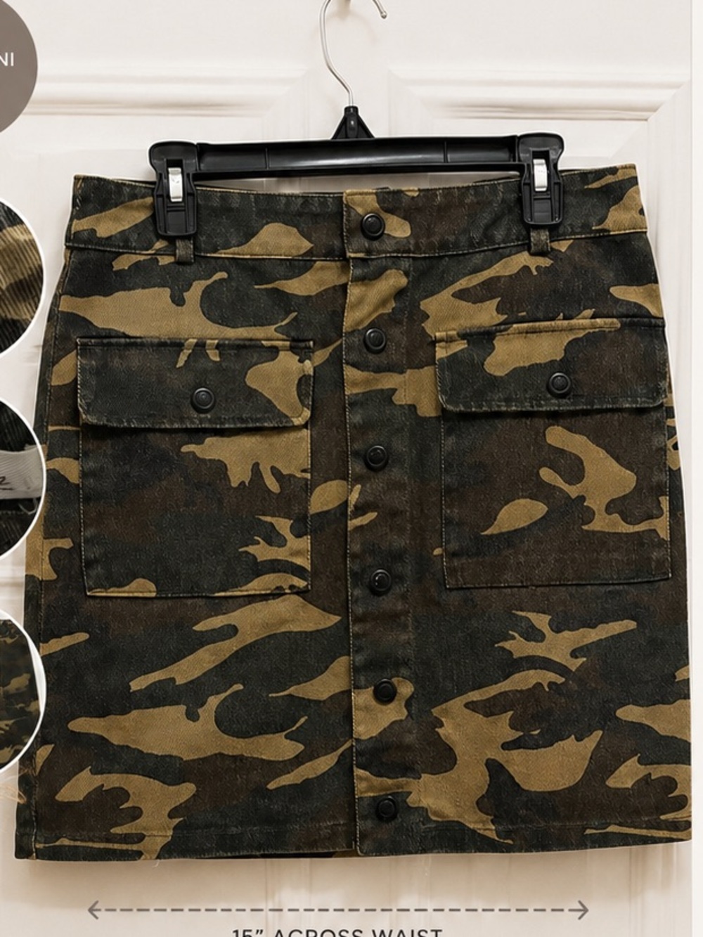 Elan Camo Cargo Mini Skirt - Green/Brown/Tan